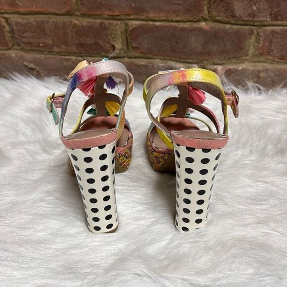 Betsey Johnson Women’s Marcyy Multi Color Tassel & Shell Block Heel Size 7.5 - Picture 4 of 8